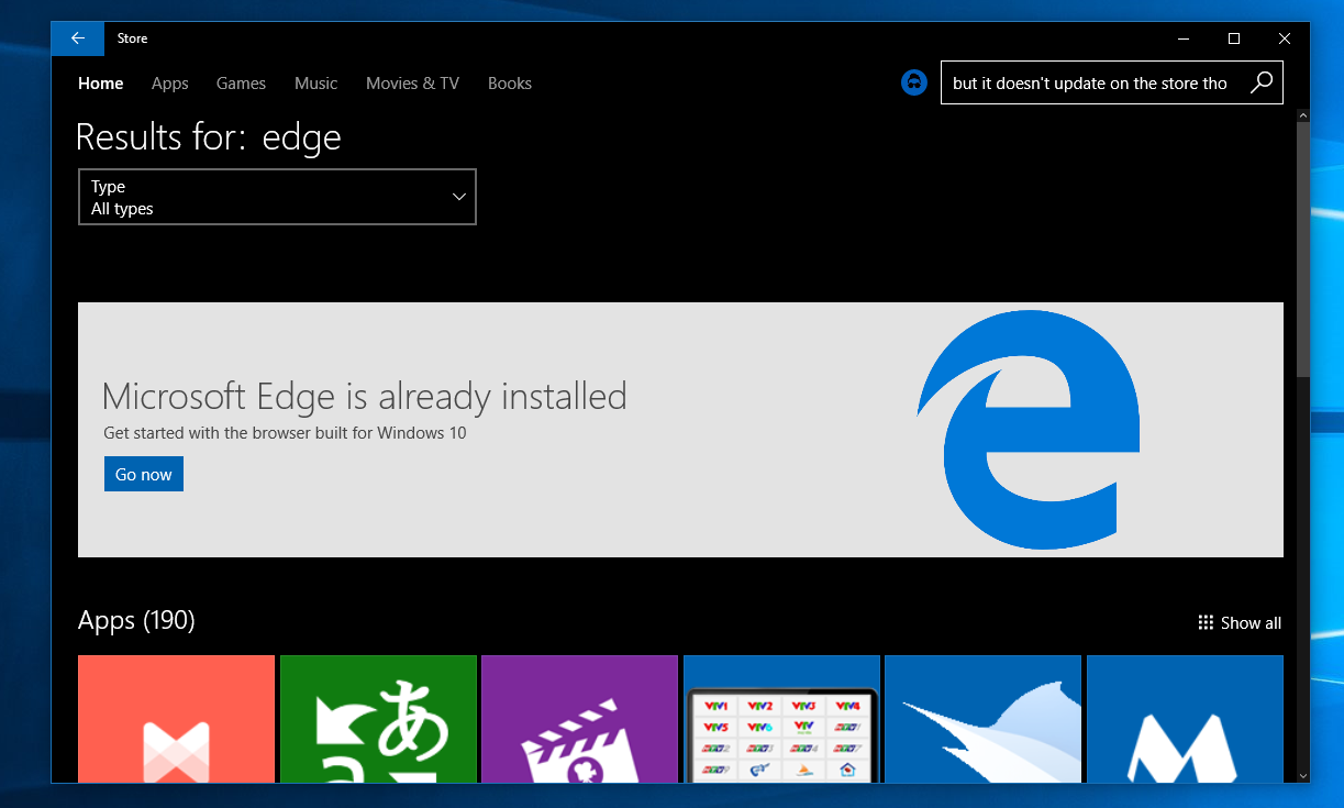 Edge in Windows Store