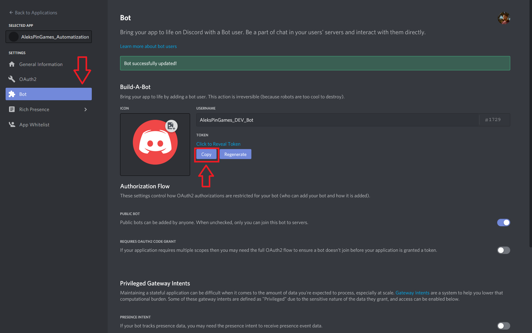 Discord bot token